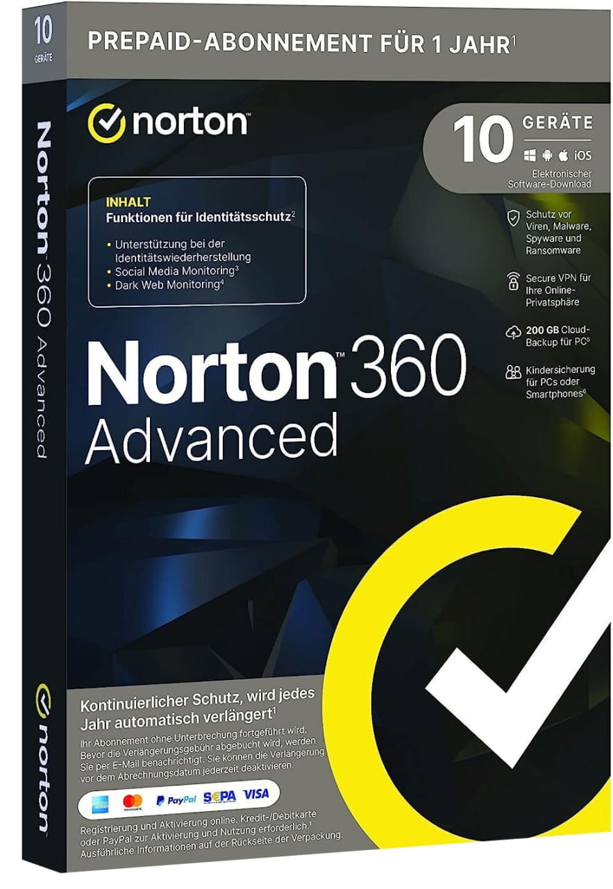 Norton 360 Advanced 10 aparelhos / 1 ano