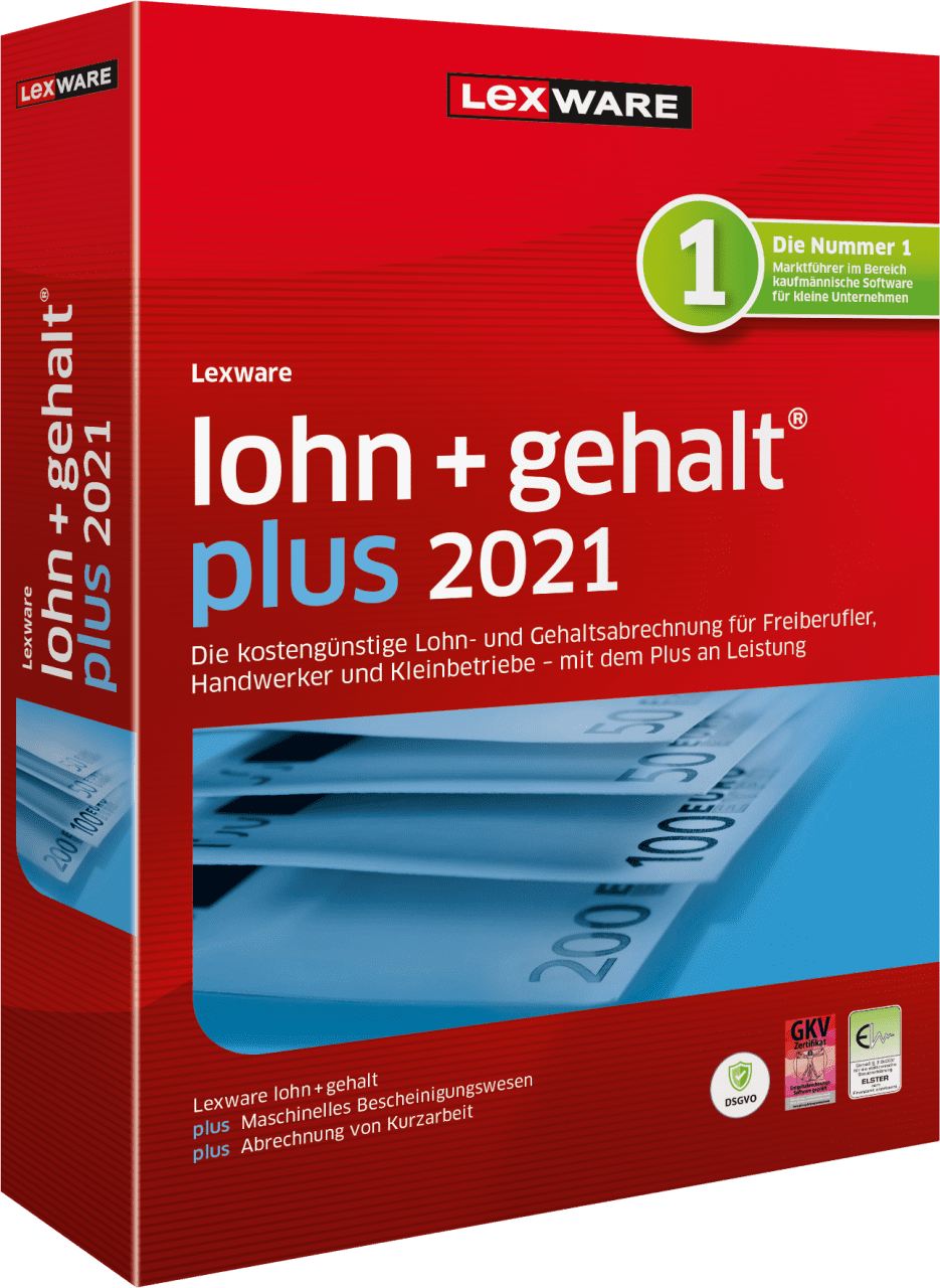 Lexware Lohn + Gehalt Plus 2021, 365 Tage Laufzeit, Download P26992-03