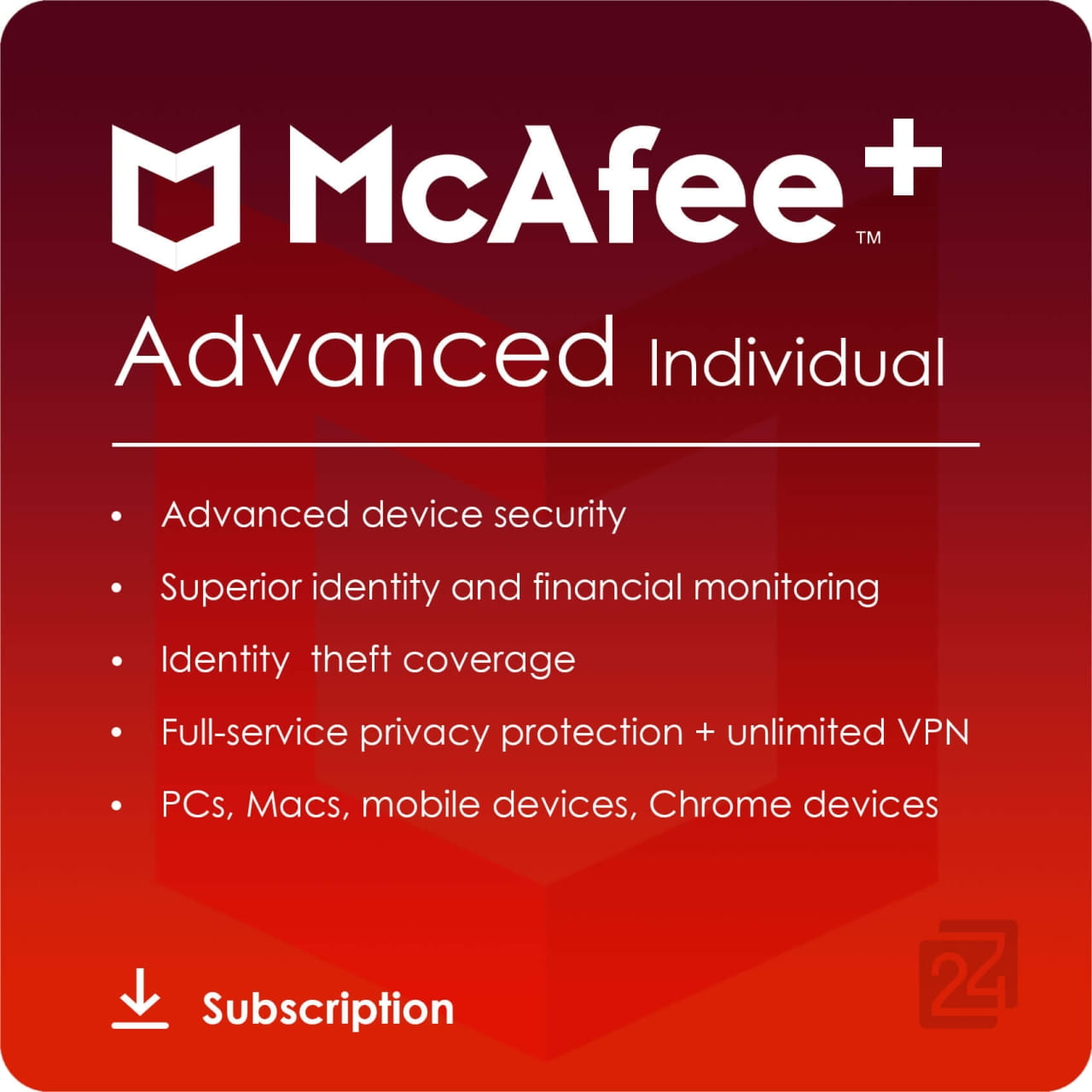 McAfee+ Advanced Individual Unbegrenzte Geräte / 1 Jahr MPA31MNRURDDD