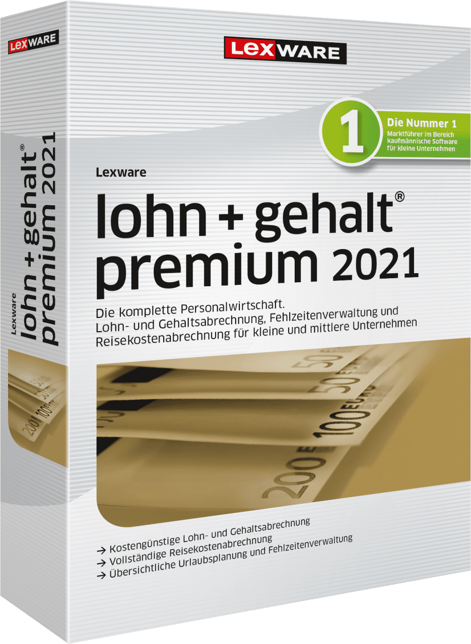 Lexware Lohn + Gehalt Premium 2021, 365 Tage Laufzeit, Download P26994-03