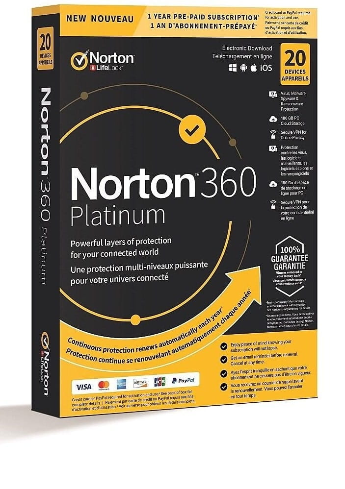 Norton 360 Platinum 20 aparelhos / 1 ano